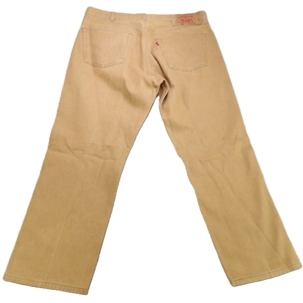 Y2K Levi 501 Original Straight Jeans Men 40x30 Brown Khaki Cotton Button Fly GUC
